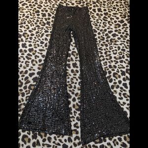 Wide leg sequin pants